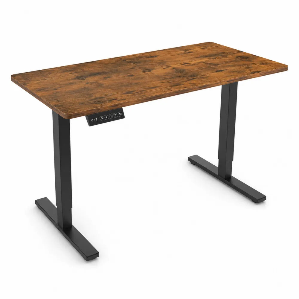 Bureau réglable en hauteur en bois MDF et acier noir 140x70 cm