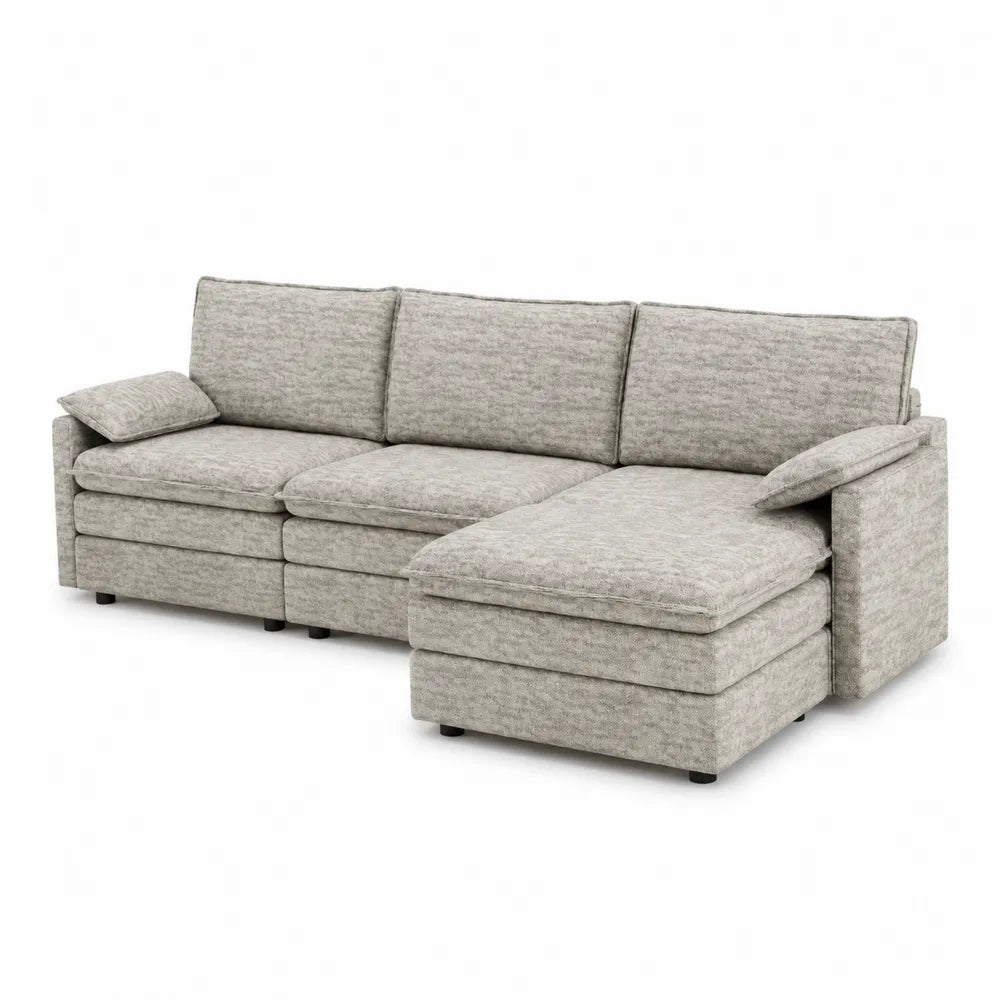 Canapé d'angle en tissu gris 300x150x90 cm