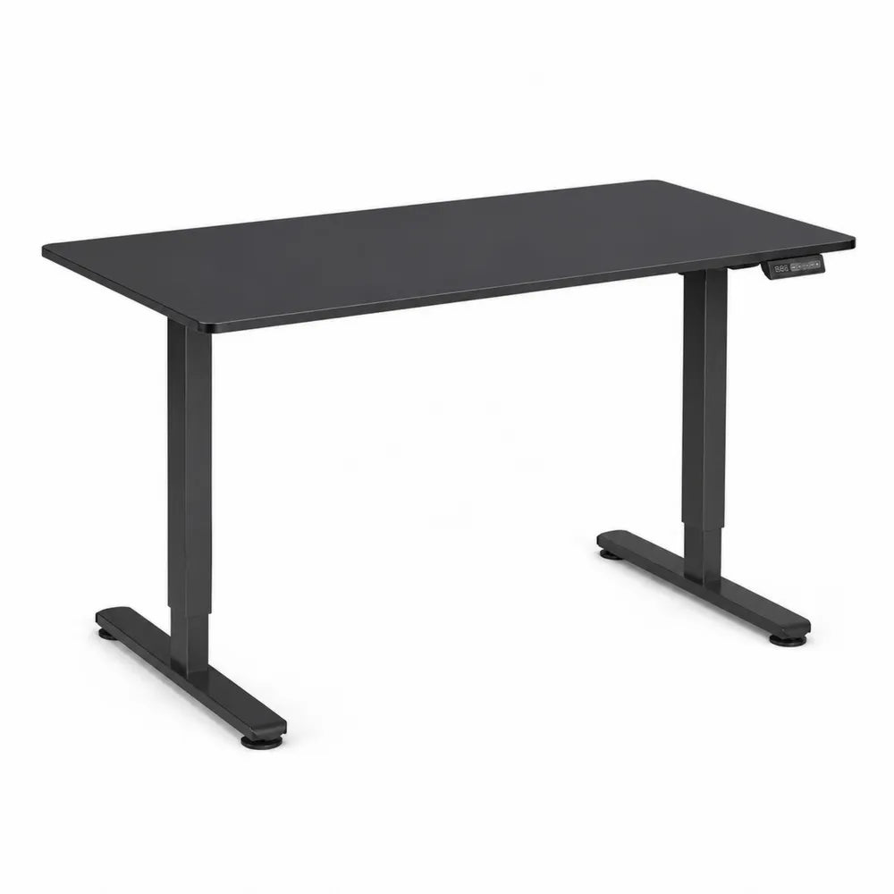 Bureau réglable en hauteur en métal et bois noir, 120x60x70-120 cm