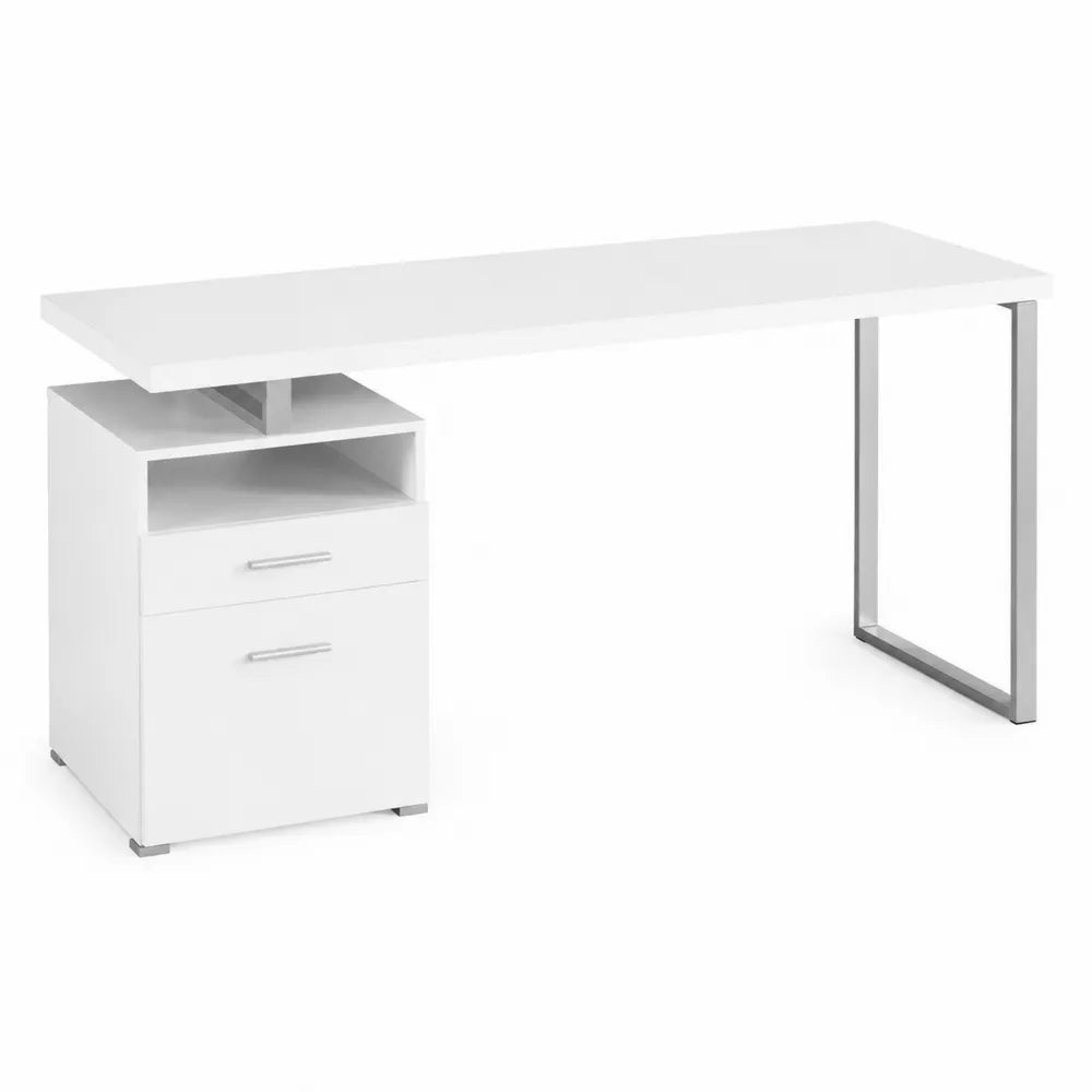 Bureau en MDF avec pieds métalliques et rangements 150x60x75 cm