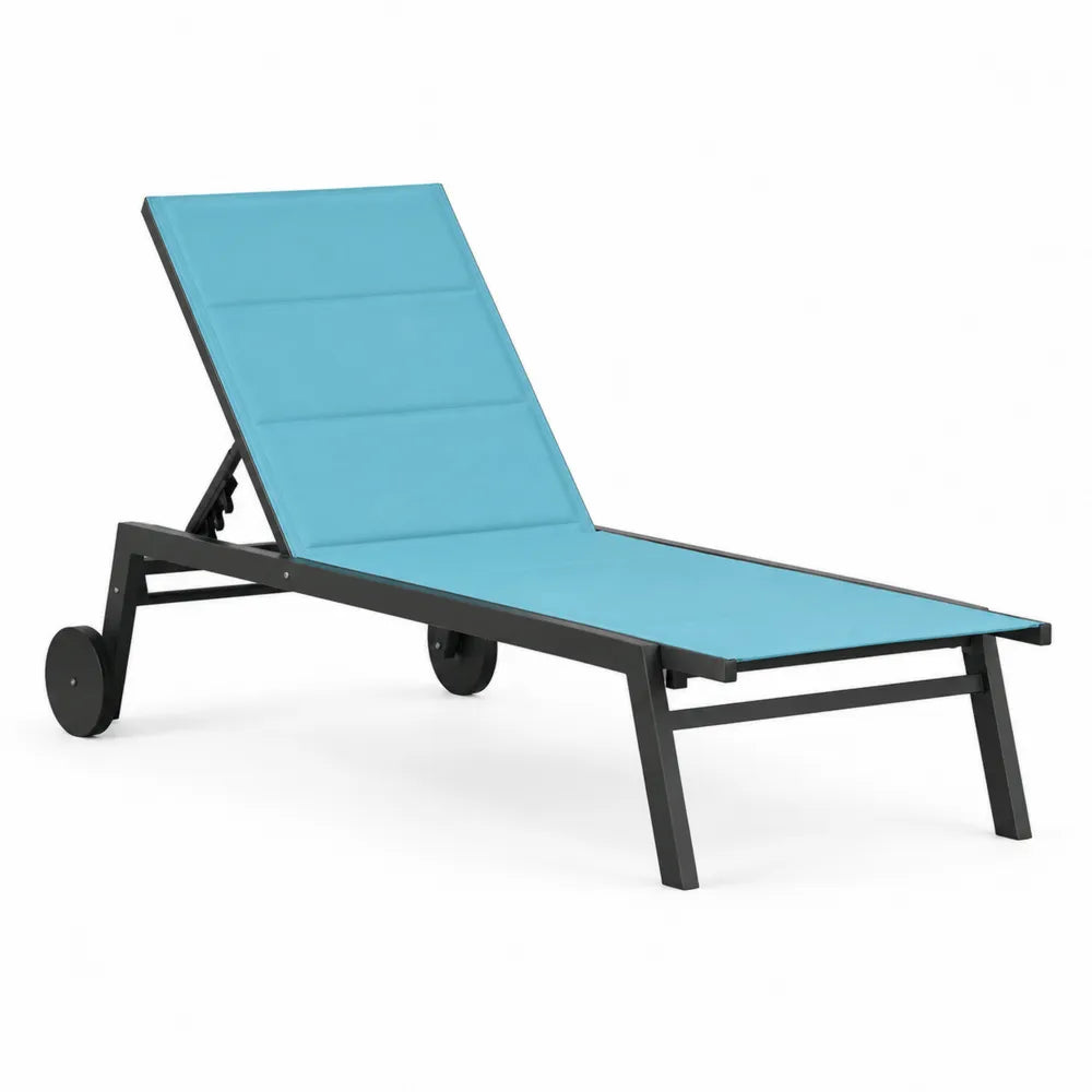 Chaise longue extérieure aluminium réglable Bleu