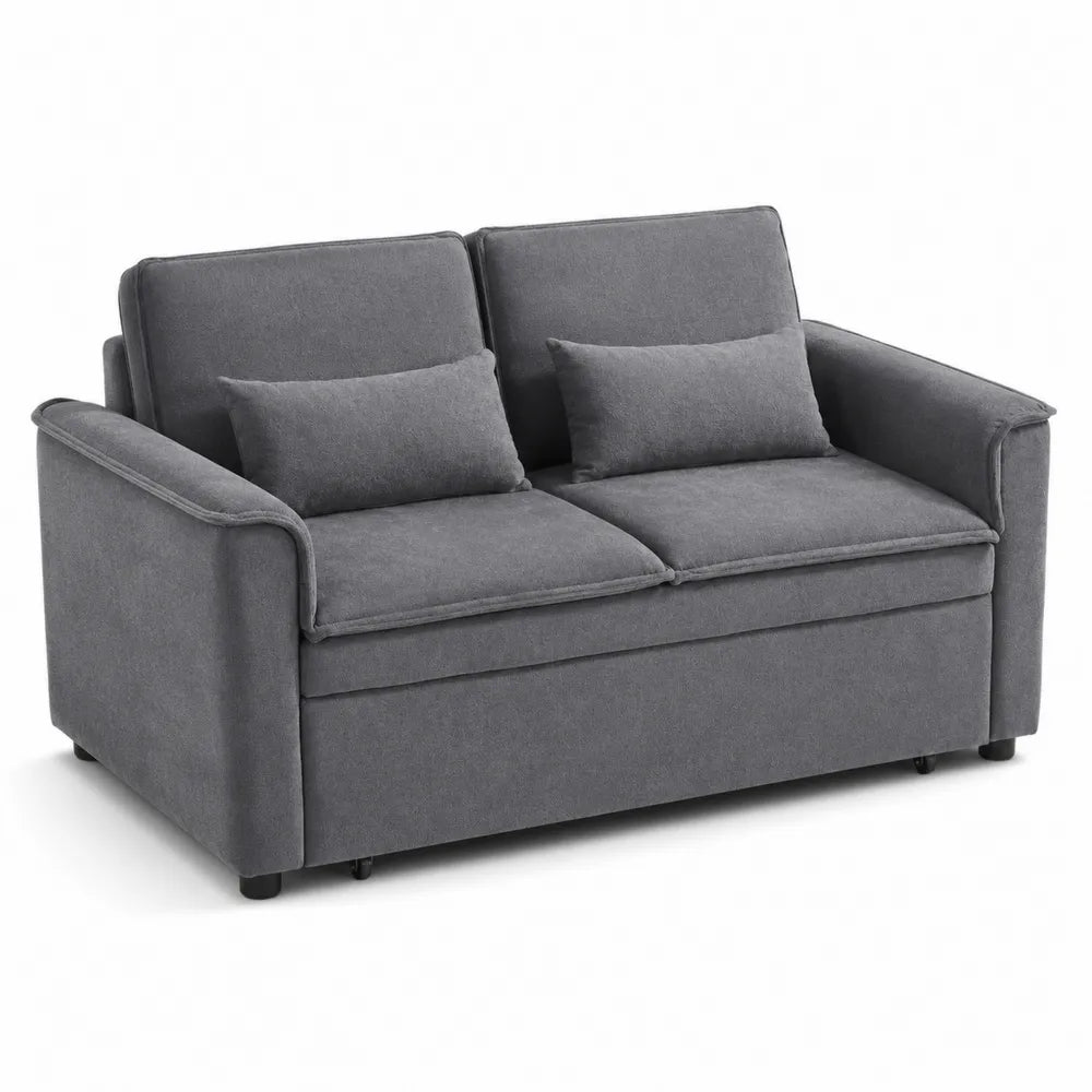 Canapé convertible 2 places en tissu gris