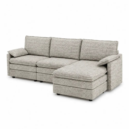Canapé d'angle en tissu gris 300x150x90 cm