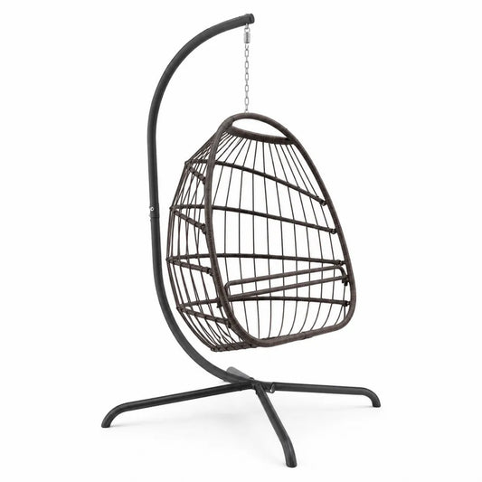 Fauteuil suspendu en rotin synthétique avec support en acier