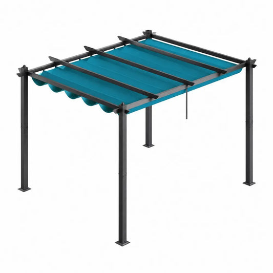 Pergola en métal auvent en polyester Bleu 3x4 m